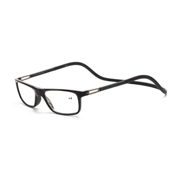 100eyewear Reading Glass Square Black(+2)
