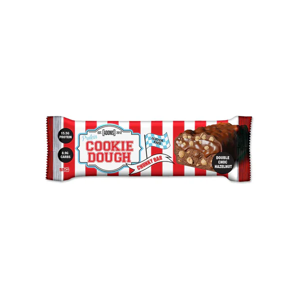 Adonis Protein Bar Cookie Dough Chunky Double Choco Hazelnut 55 G - Healthy Snack - Adonis