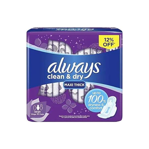 Always Clean & Dry Maxi Thick Large Wings 18 Pads
