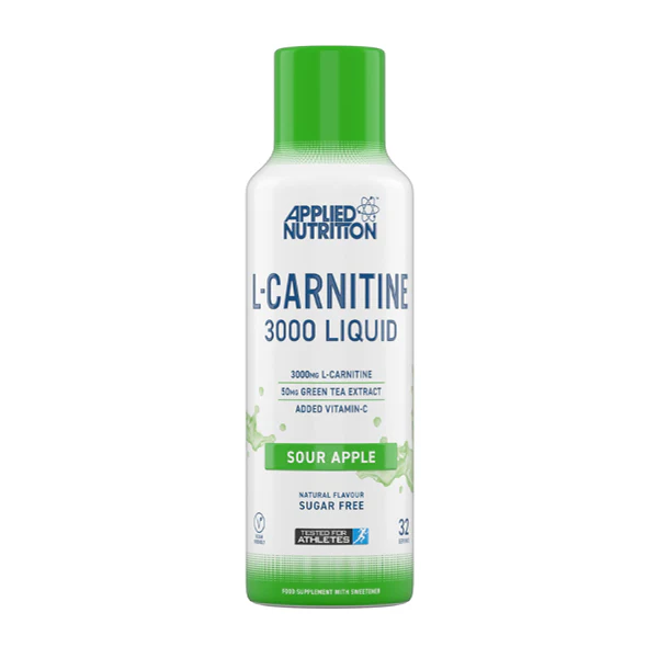 Applied Nutrition L-carnitine 3000 Liquid Fruit Sour Apple Sugar Free 32 Servings - Energy Boost - Applied Nutrition