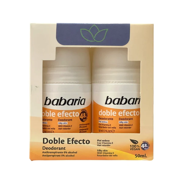 Babaria Deodorant Roll on Double Efecto +50 48 Hr 50ml* 2 Pcs