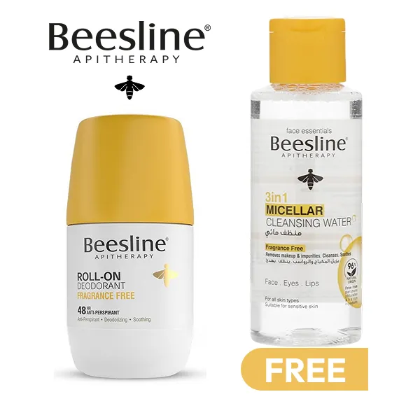Beesline Whitening Roll on Deo Fragrance Free 50ml + Micellar Water 100ml Free (promo)