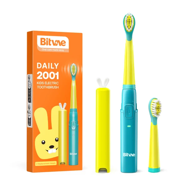 Bitvae 2001 Electric Toothbrush for Kids Green + 2 Brush Heads