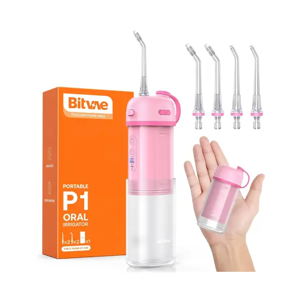 Bitvae P1 Portable Mini Water Flosser Pink + 4pcs Nozzles