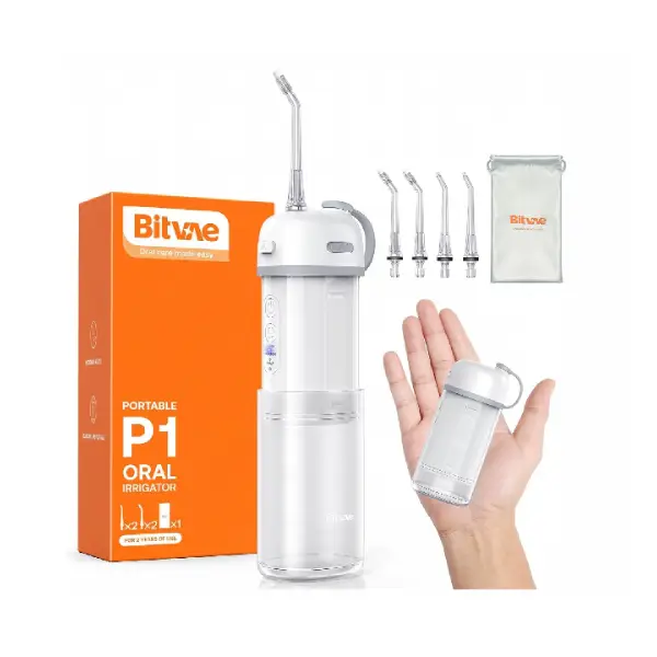 Bitvae P1 Portable Mini Water Flosser White + 4pcs Nozzles