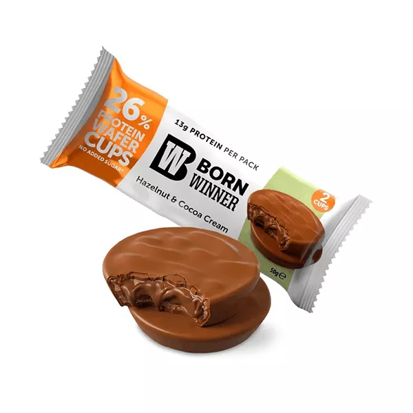 Born Winner Protein Wafer Cups With Hazelnut & Cocoa Cream Filling 50g
