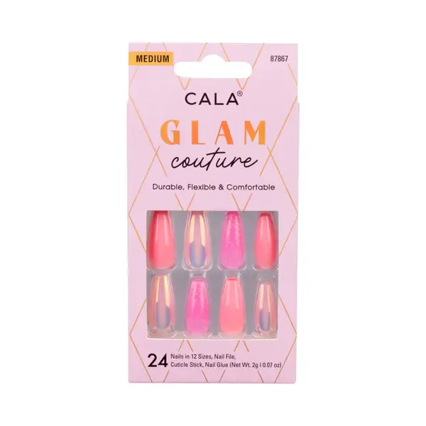 Cala Glam Med Coffin- Pink Glitter 24pcs