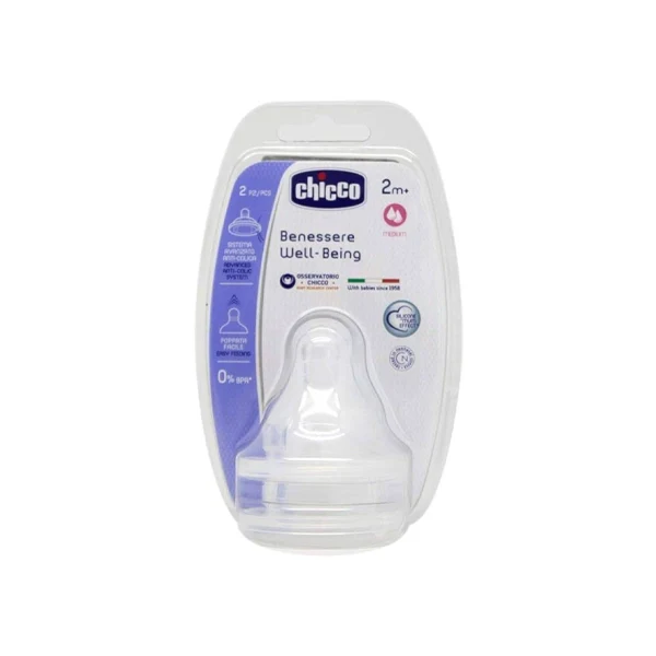 Chicco Teat 2m+ Med Ltx 2 Pieces