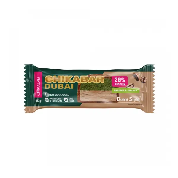 Chikalab Protein Bar 45gm Chikabar Dubai Arabica & Kunafa - Nutrition - Chikalab