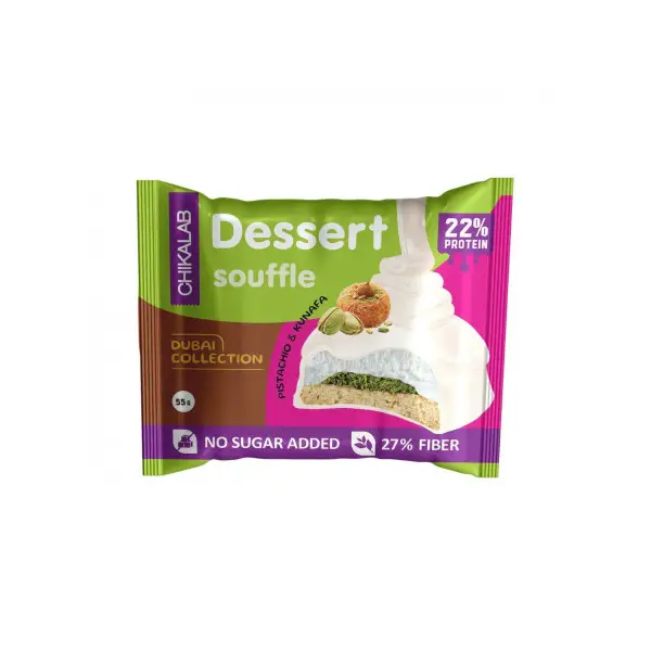 Chikalab Protein Bar 55gm Dessert Souffle Pistachio & Kunafa - Snack - Chikalab