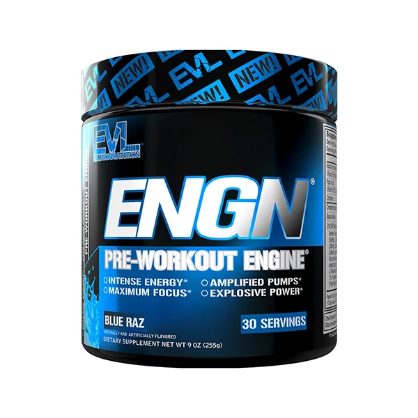 Evl Engn Pre Workout Engine 255g Blue Raspberry - Energy Boost - Evlution Nutrition