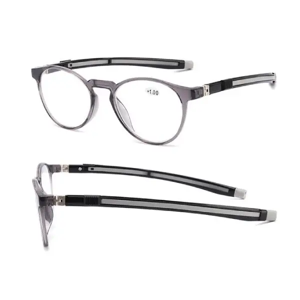 100eyewear Reading Glass Gray Round Rear Mag(+1)