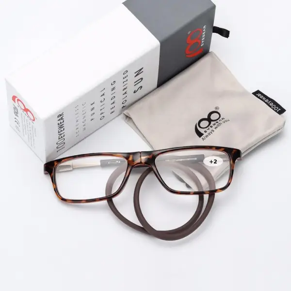 100eyewear Reading Glass Square Demi(+2)
