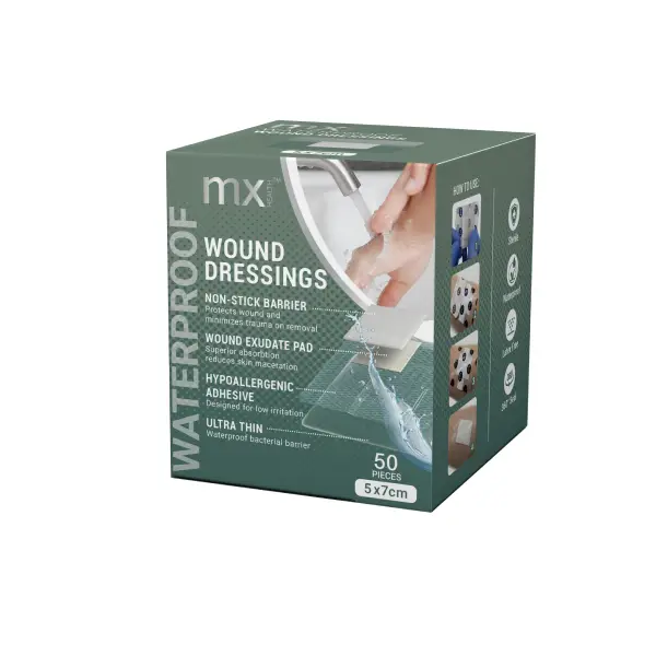 Mx Health Wound Dressing Film+pad 5x7cm 50's