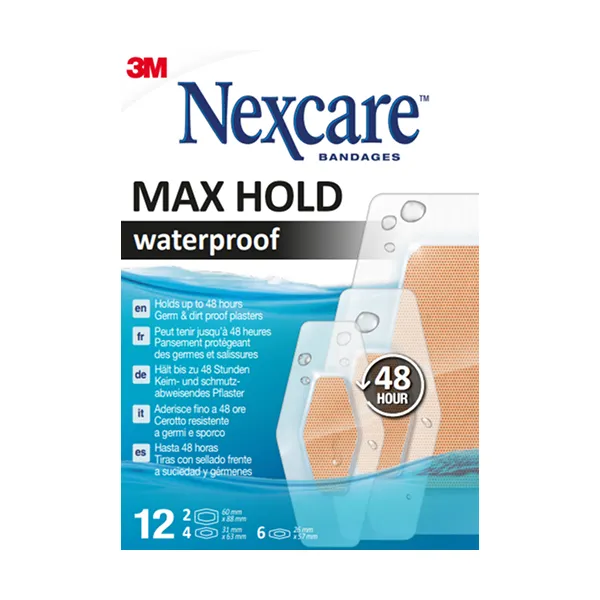 Nexcare Max Hold Waterproof Plasters Assorted 12's