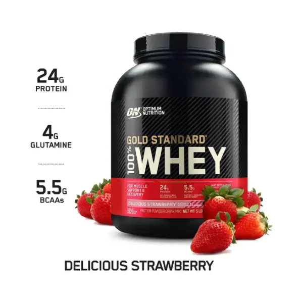 Optimum Nutrition Gold Standard 100% Whey 5lb Delicious Strawberry - Protein - Optimum Nutrition