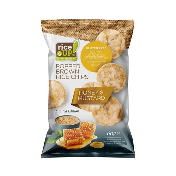 Rice up Whole Grain 60gm Rice Chips Honey & Mustard - Portable Snack - Rice up