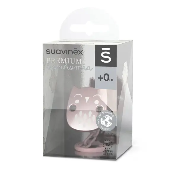 Suavinex Premium Soother Chain Bonhomia Owl Pink