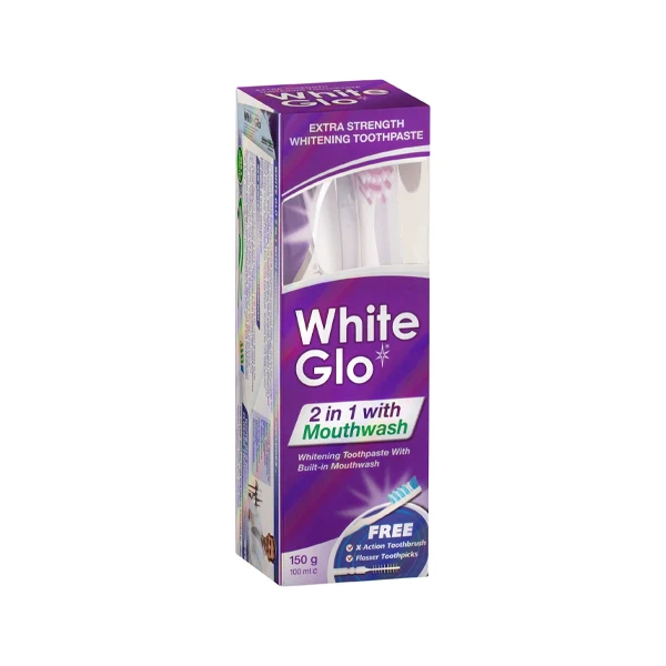White Glo 2 in 1 With Mouthwash Whitening Toothpaste 150gm